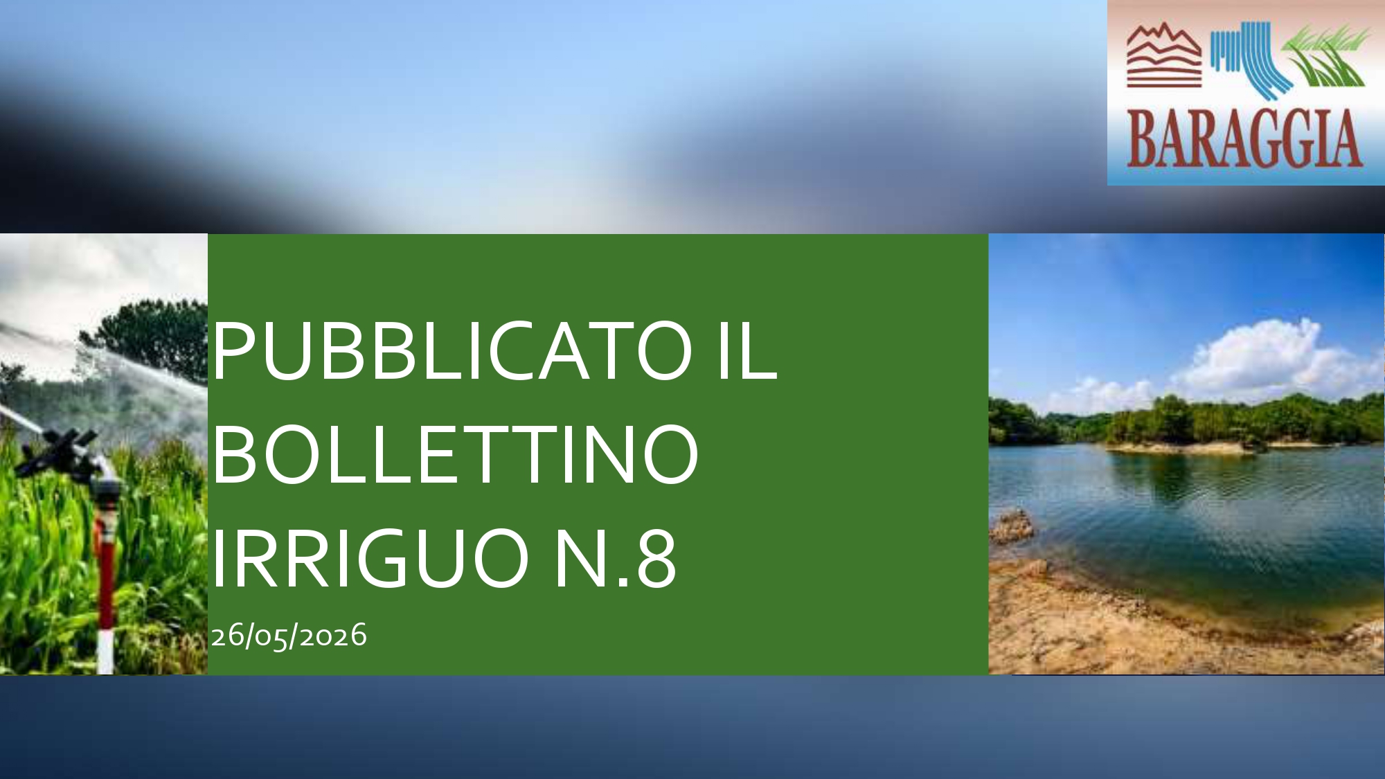 Pubblicato il bollettino irriguo n. 8 del 26.05.2026