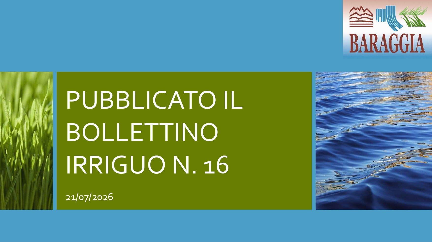 Pubblicato il bollettino irriguo n. 16 del 21.07.2026