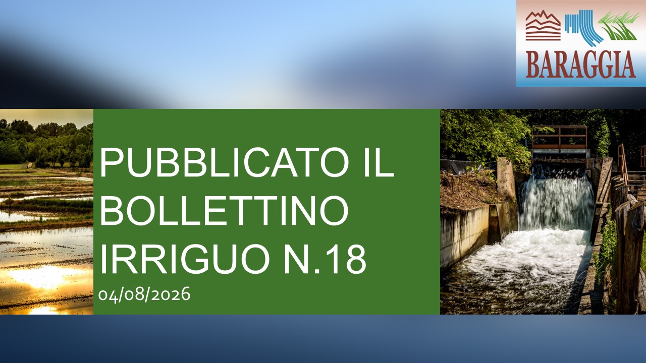 Pubblicato il bollettino irriguo n. 18 del 04.08.2026